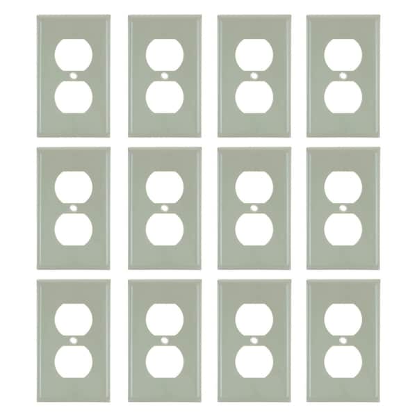 Sunlite Duplex Single Gang switch Cover Plate, Almond, Plastic, UL Listed, 12PK 40894-NS - main